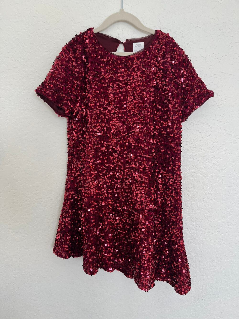 Zara Girls Red Sequin Party Dress Size 9Y EUC